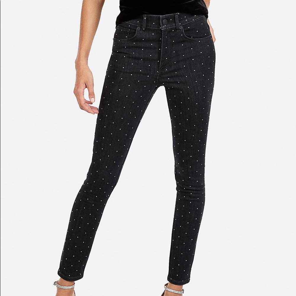Black Rhinestone Skinny Jeans Express Size 00